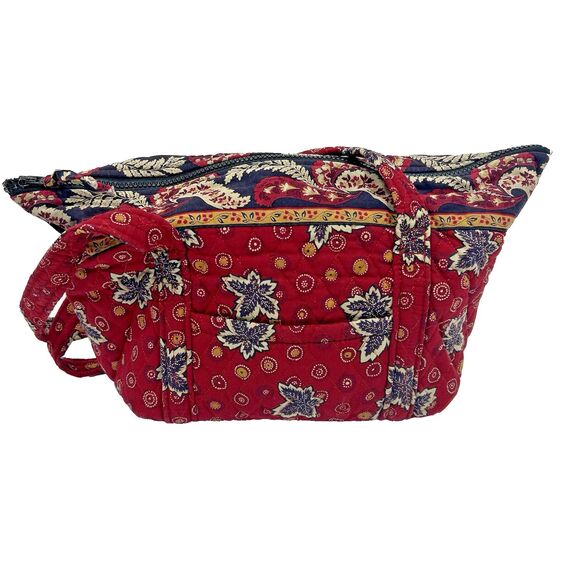 Vera Bradley Red Coin Maple Leaf Large Tote Bag 90s Retired Quilted Fall Autumn - Picture 1 of 13